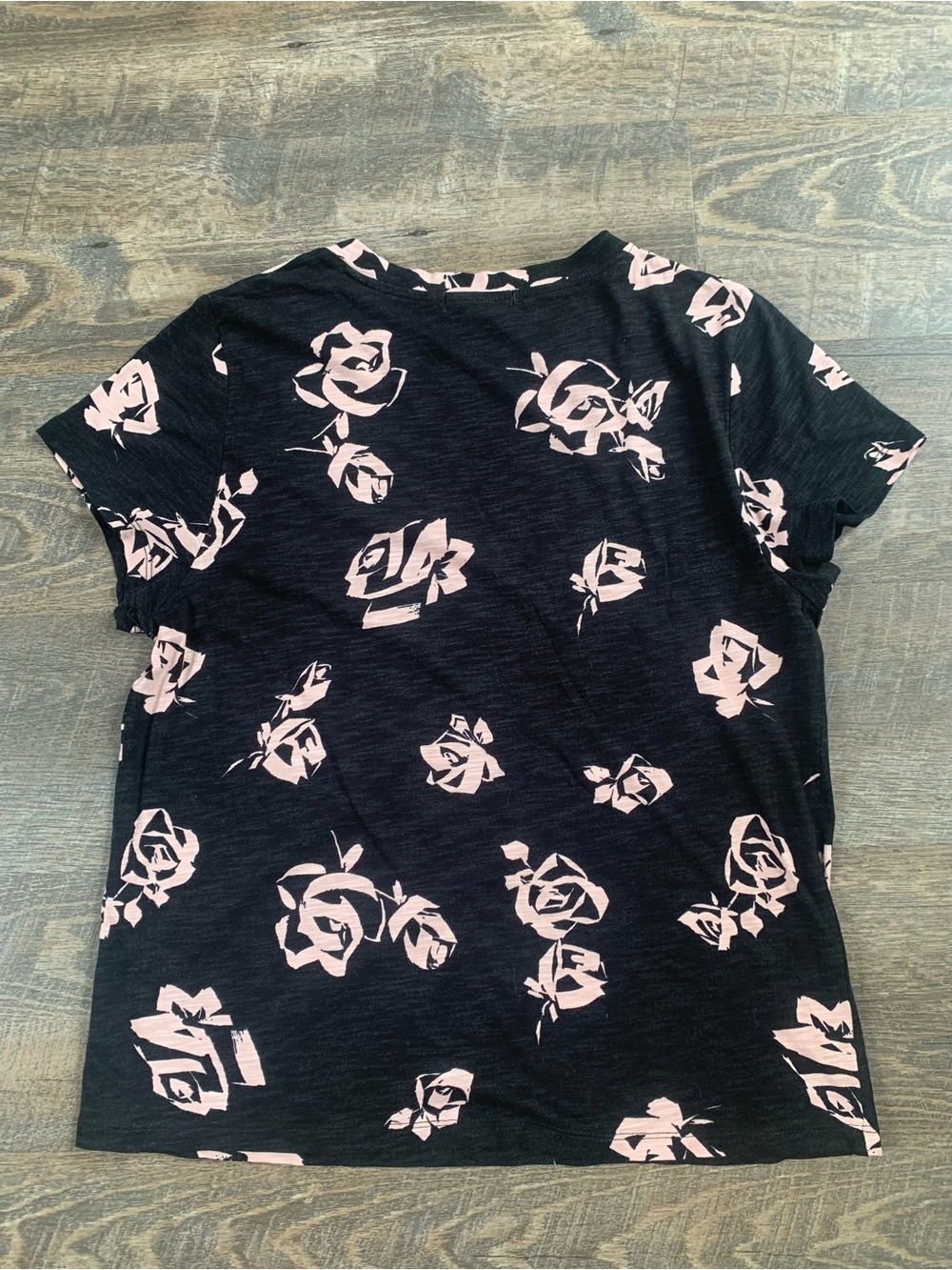 Sanctuary Whimsigoth Black Tee with Feminine Pink Rose Print - Picture 5 of 5